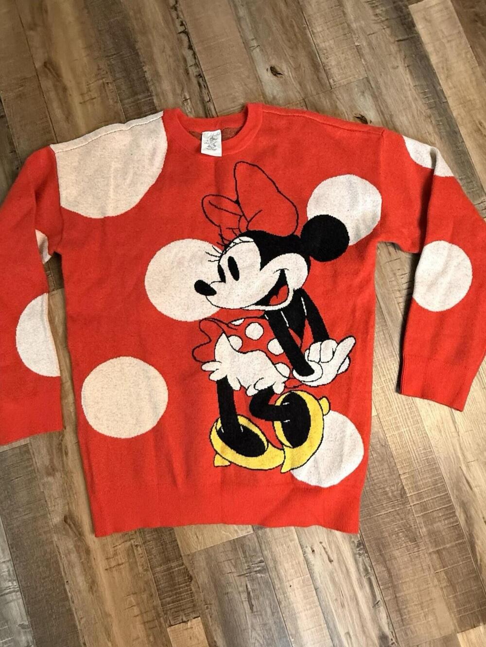 Vtg Disney Parks Women's‎ Classic Minnie Mouse Pullover Sweater Red Size S